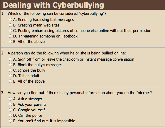 Research survey questions on bullying